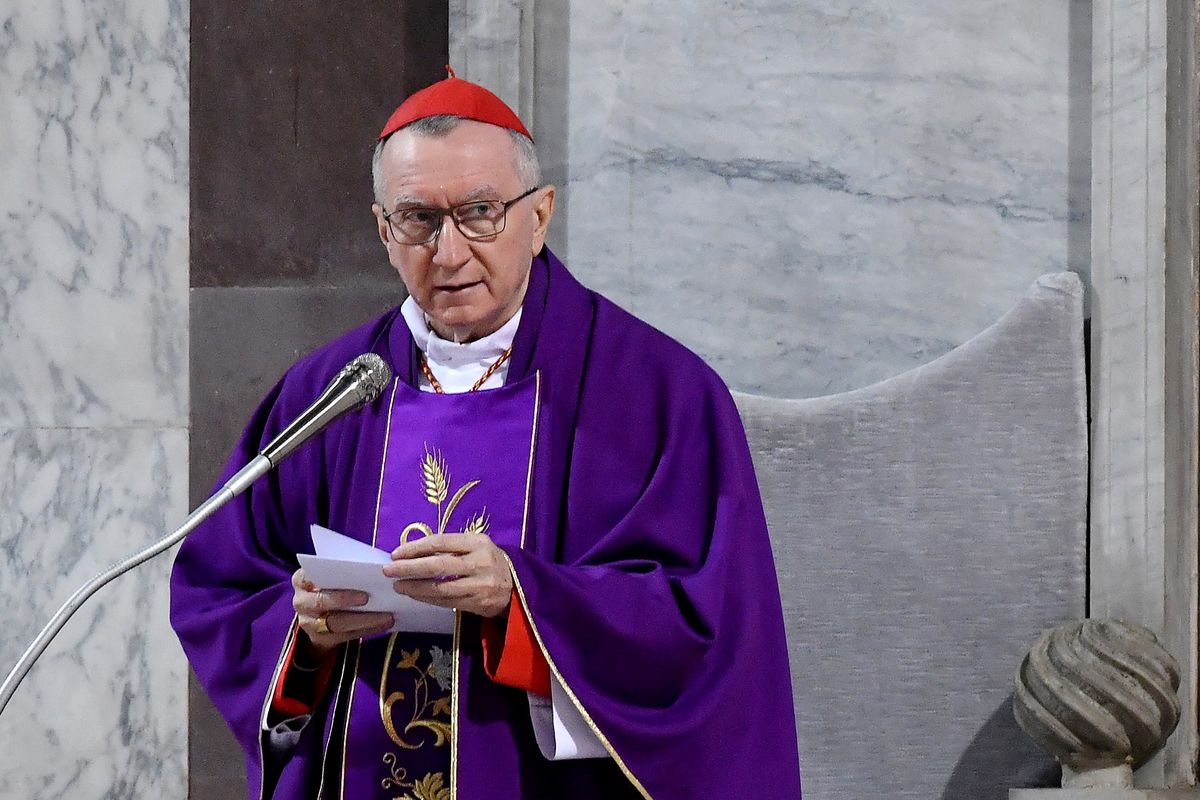 Cardinal and Vatican Secretary of State Pietro Parolin leads the Ash Wednesday mass which opens Lent, the forty-day period of abstinence and deprivation for Christians before Holy Week and Easter, at the Santa Sabina church in Rome on March 2, 2022. (Photo by Tiziana FABI / AFP)