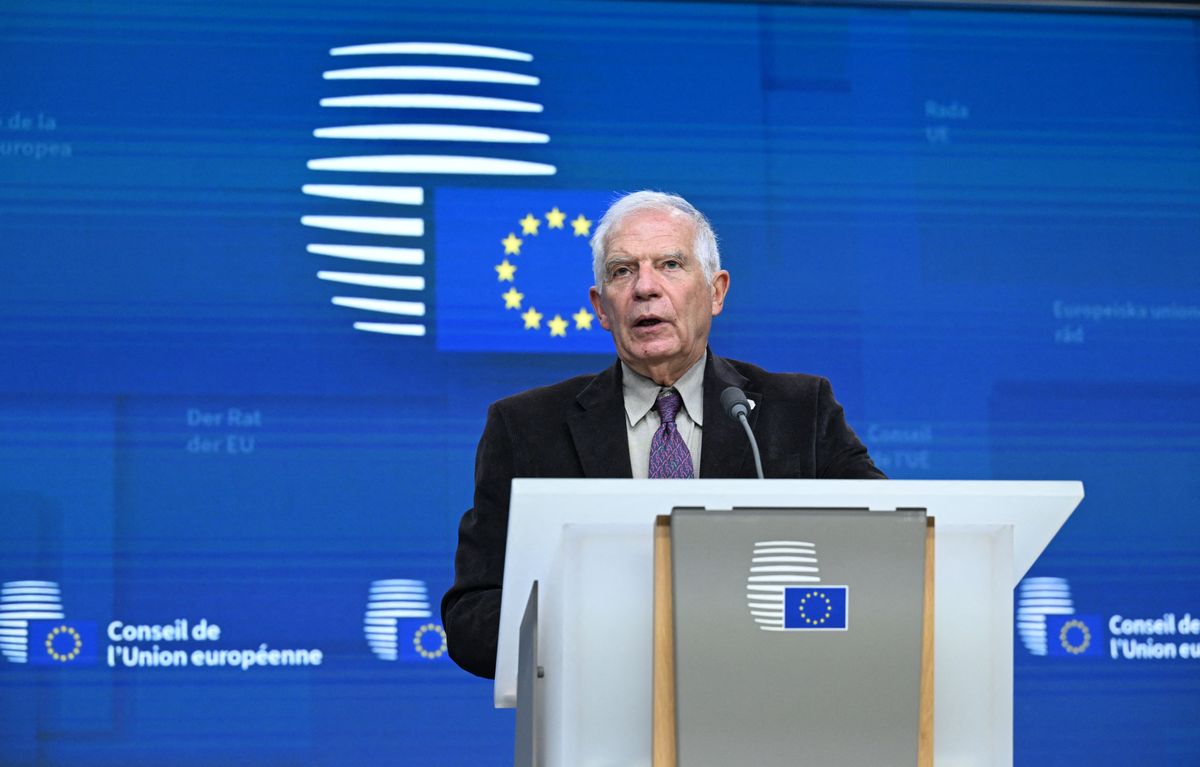 EU Foreign Policy Chief Josep Borrell speaks at a press conference in Brussels