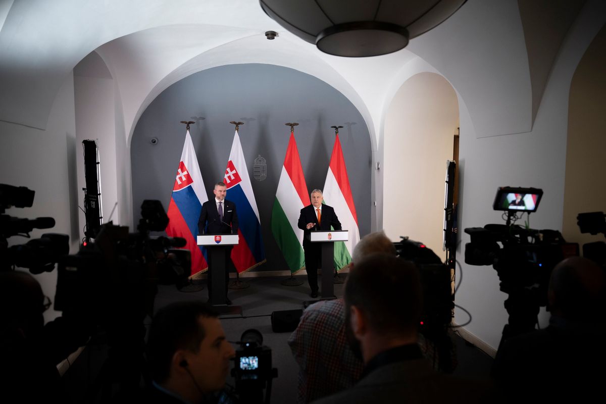 Orbán Viktor miniszterelnök és Peter Pellegrini sajtótájékoztatója.