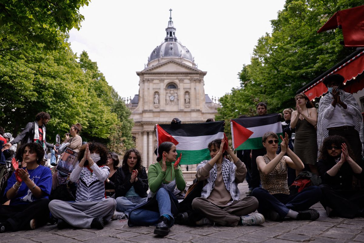 Pro-Palestinian students stage protest at the Sorbonne in Paris