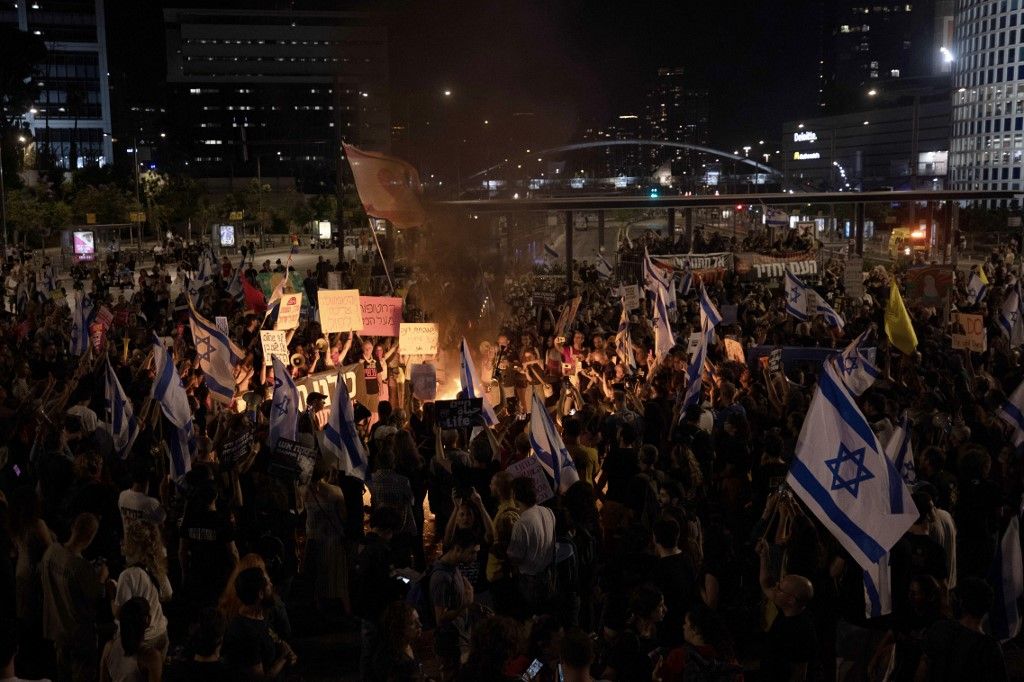 Demonstration in Tel Aviv demanding ceasefire on Gaza and return of Israeli prisoners