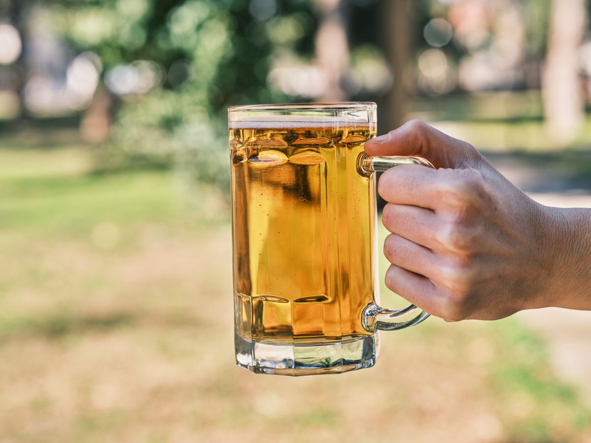 a glass of cold beer