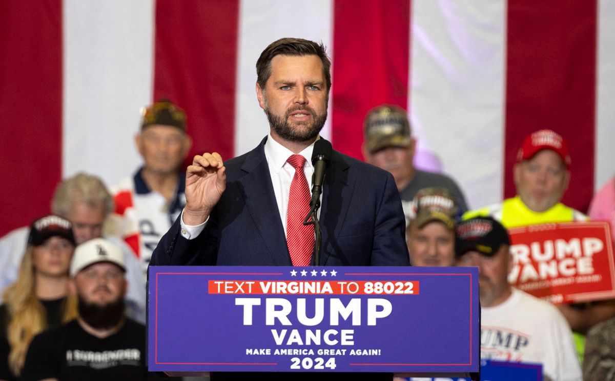 US Vice Presidential nominee JD Vance holds campaign rally in Radford, Virginia