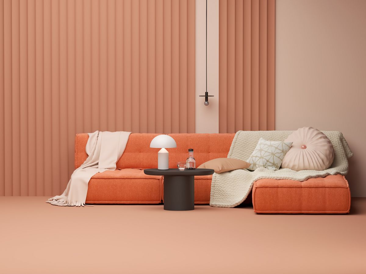 Apricot,Crush,Trend,Color,Year,In,The,Premium,Living,Room.