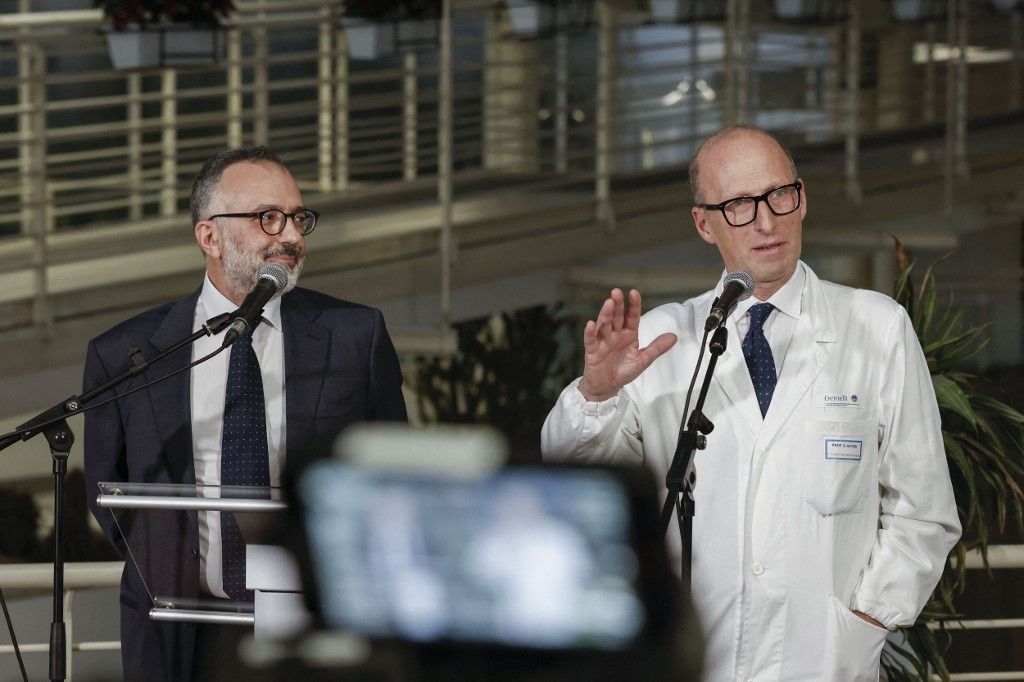 Press conference at the Policlinico Gemelli hospital, where Pope Francis is hospitalized in Rome